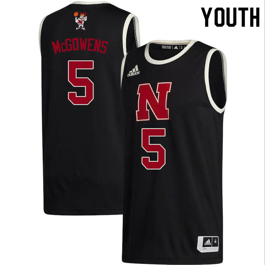 Youth #5 Bryce McGowens Nebraska Cornhuskers College Basketball Jerseys Sale-Black - Click Image to Close